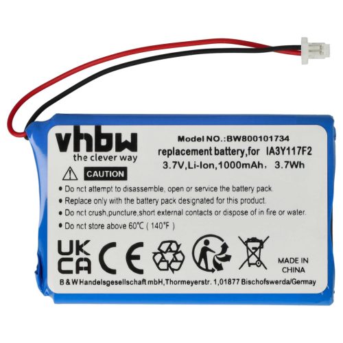 VHBW GPS Akku IA3Y117F2 - 1000 mAh 3,7 V Li-Ion