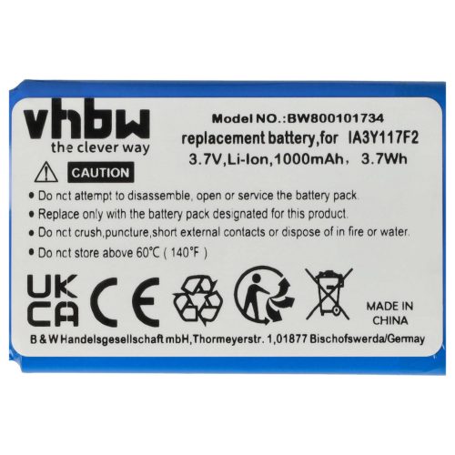 VHBW GPS Akku IA3Y117F2 - 1000 mAh 3,7 V Li-Ion
