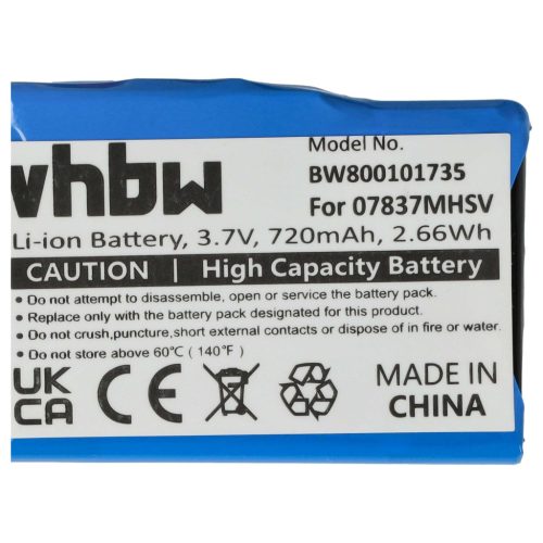 VHBW GPS Akku Becker 07837MHSV, 338937010150, S30 - 720 mAh 3,7 V Li-Ion