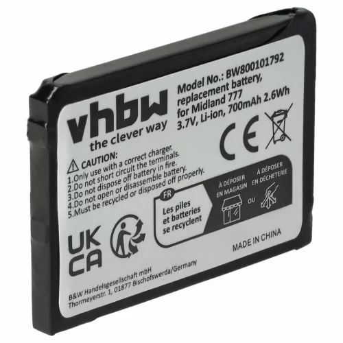 VHBW Radio Akku Alan FB-777 - 700 mAh 3,7 V Li-Ion