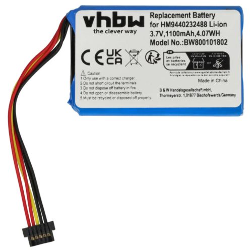 VHBW GPS Akku VF1, AHL03711001, 4CF5.002.00 - 1100 mAh 3,7 V Li-Ion