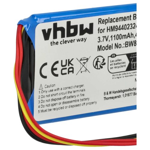 VHBW GPS Akku HM9420236853, AHL03711008 - 1100 mAh 3,7 V Li-Ion