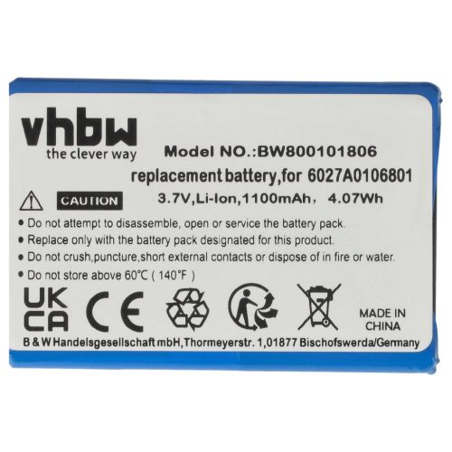VHBW GPS Akku 6027A0106801 - 1100 mAh 3,7 V Li-Ion