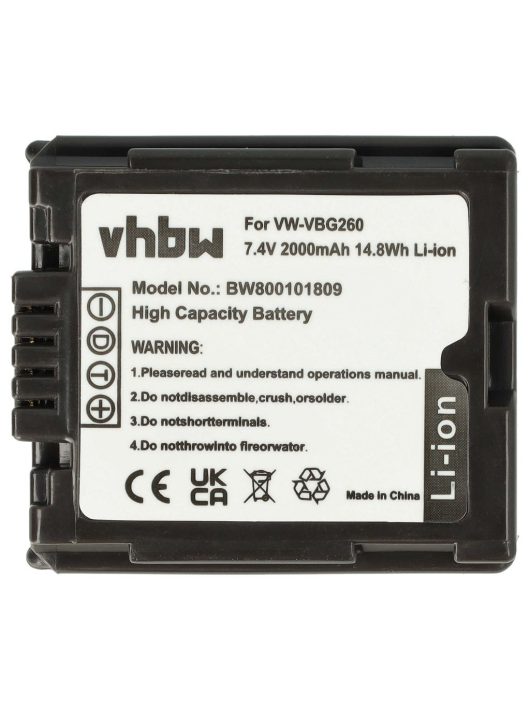 Videokamera akkumulátor Panasonic VW-VBG260-hoz - 2000 mAh 7,2 V Li-Ion