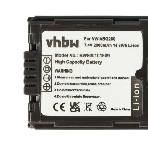 Videokamera akkumulátor Panasonic VW-VBG260-hoz - 2000 mAh 7,2 V Li-Ion