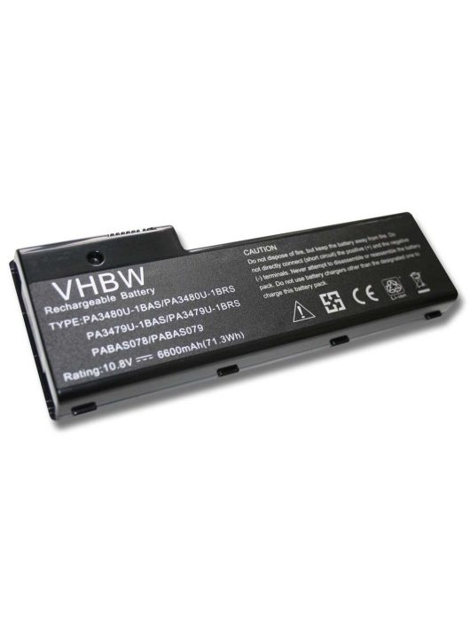 Notebook akkumulátor  Toshiba PA3480U-1BRS, PABAS078, PA3479U-1BRS - 6600 mAh 10,8 V Li-Ion, fekete