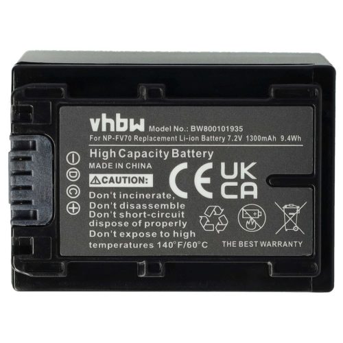 Videokamera Akku Sony NP-FV40, NP-FV50, NP-FV100, NP-FV60, NP-FV30 - 1300 mAh 7,2 V Li-Ion