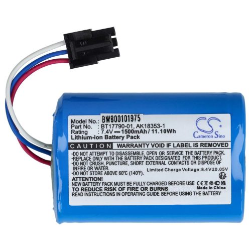 VHBW Akkumulátor  Zebra BT17790-1, BT17790-2, M3I-0UB00000-03, AK18353-1 nyomtatóhoz - 1500 mAh 7,4 V Li-Ion