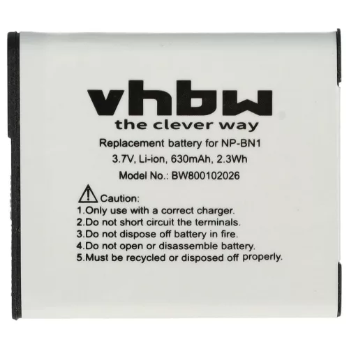 VHBW Sony NP-BN1 battery - 600 mAh, 3.6 V, Li-Ion