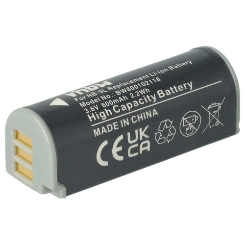 Akkumulátor Canon NB-9L-hez - 600 mAh, 3,6 V, Li-Ion