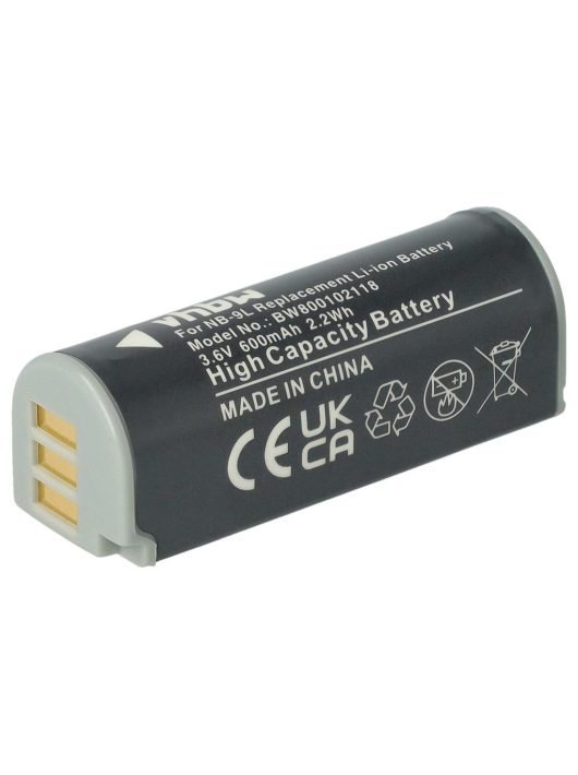 Akkumulátor Canon NB-9L-hez - 600 mAh, 3,6 V, Li-Ion