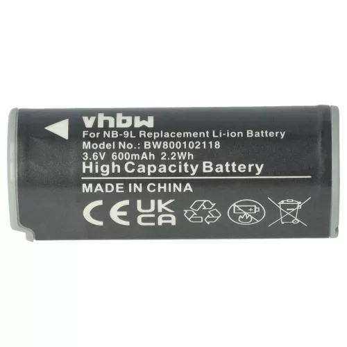 VHBW Akku für Canon NB-9L - 600 mAh, 3,6 V, Li-Ion