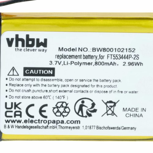 VHBW Radio Akku FT553444P-2S - 800 mAh 3,7 V Li-Ion