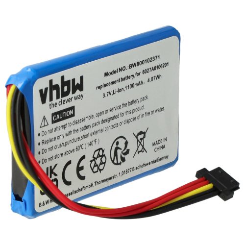 VHBW GPS Akku 4EG0.001.08, 6027A0090721, 6027A0093901, 4EG0.001.17 - 1100 mAh 3,7 V Li-Ion