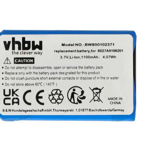 VHBW GPS Akku 4EG0.001.08, 6027A0090721, 6027A0093901, 4EG0.001.17 - 1100 mAh 3,7 V Li-Ion