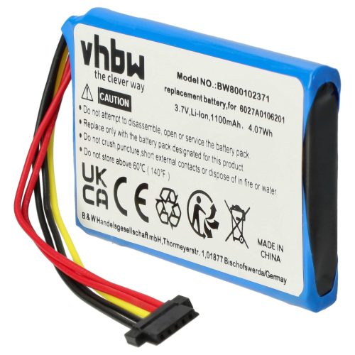 VHBW GPS Akku 4EG0.001.08, 6027A0090721, 6027A0093901, 4EG0.001.17 - 1100 mAh 3,7 V Li-Ion