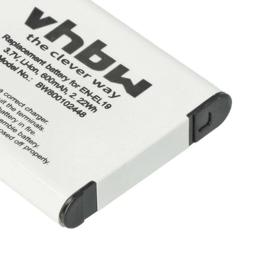 VHBW Akkumulátor Nikon EN-EL19-hez - 600 mAh, 3,7 V, Li-Ion