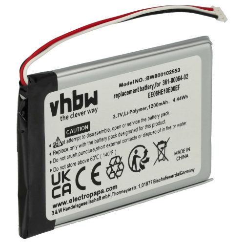 VHBW GPS Akku EE06HE10E00EF, 361-00064-02 - 1200 mAh 3,7 V Li-Polymer