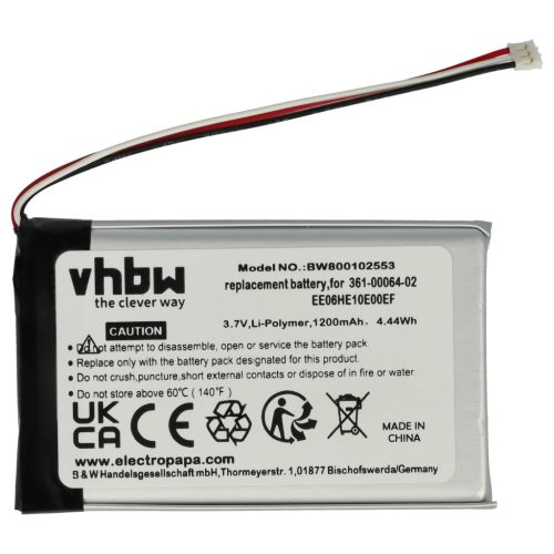VHBW GPS Akku EE06HE10E00EF, 361-00064-02 - 1200 mAh 3,7 V Li-Polymer