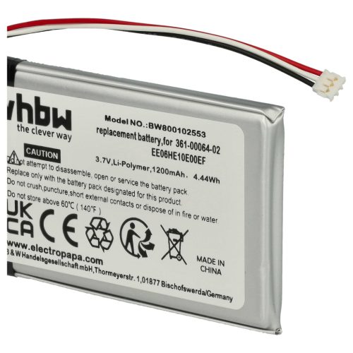VHBW GPS Akku EE06HE10E00EF, 361-00064-02 - 1200 mAh 3,7 V Li-Polymer