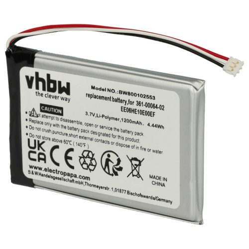 VHBW GPS Akku EE06HE10E00EF, 361-00064-02 - 1200 mAh 3,7 V Li-Polymer