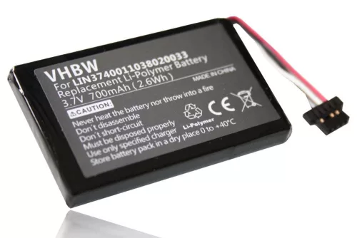 VHBW GPS Battery LIN3740011049006022, LIN3740011040008007, LIN3740011038020033 - 700 mAh 3.7 V Li-polymer