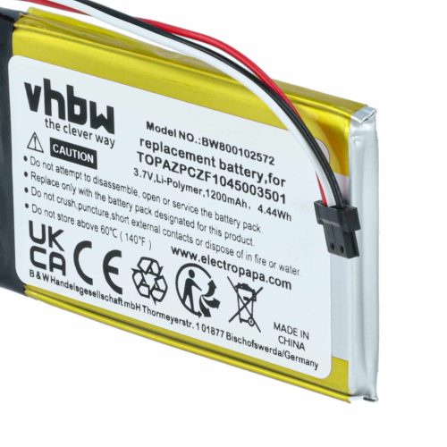 VHBW GPS Akku Navigon Topaz, TOPAZPCZF1045003501 - 1200 mAh 3,7 V Li-Polymer