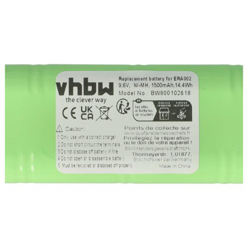 VHBW Airsoft Akku ERICS13, EROA003, EROA002, ERA004, ERA002 - 1500 mAh 9,6 V NiMH