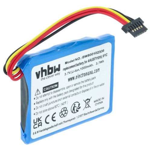VHBW GPS Akku VF6M, AHL03711022 - 1000 mAh 3,7 V Li-Ion