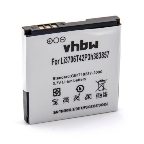 VHBW Mobile Phone Battery ZTE Li3706T42P3h383857 - 700 mAh 3.7 V Li-Ion - Smartphone Battery