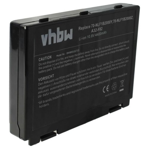 VHBW Notebook akkumulátor  Asus A32-F52, L0690L6, A32-F82 - 4400 mAh 11,1 V Li-Ion, fekete