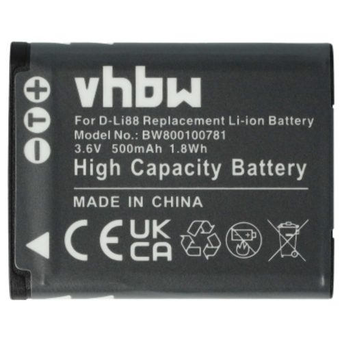 VHBW Panasonic VW-VBX070E, VW-VBX070 Akku - 500 mAh, 3,6 V, Li-Ion