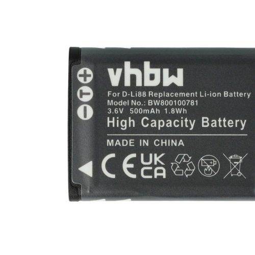 VHBW Panasonic VW-VBX070E, VW-VBX070 Akku - 500 mAh, 3,6 V, Li-Ion