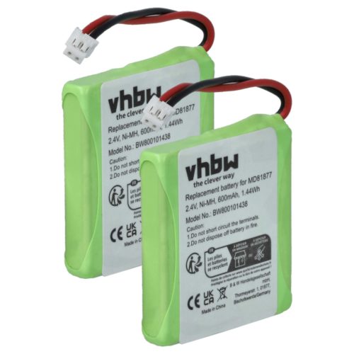 VHBW Phone Battery GP0827, 5M702BMX, GP0748, GP0747, GP0735 - 600 mAh 2.4 V NiMH