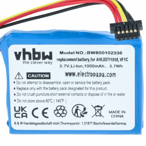 VHBW GPS Battery FKM1108005799 - 1000 mAh 3.7 V Li-Ion