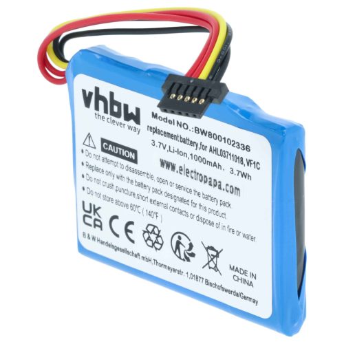 VHBW GPS Battery FKM1108005799 - 1000 mAh 3.7 V Li-Ion