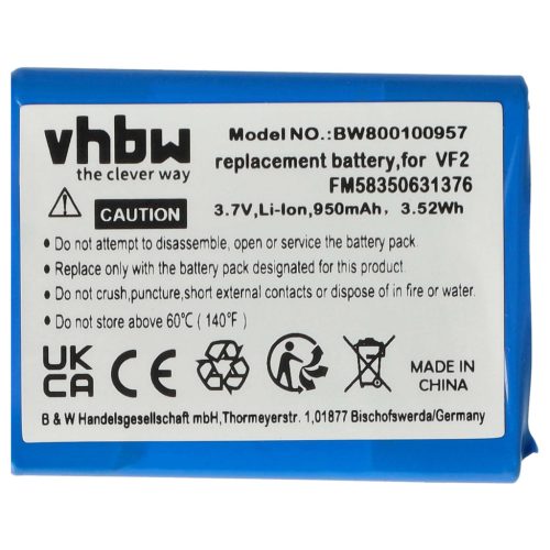 VHBW GPS Akku TomTom 6027A0089521 - 950 mAh 3,7 V Li-Ion