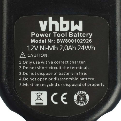 VHBW Elektrowerkzeug Akku für DeWalt DC9071 - 2000 mAh, 12 V, NiMH