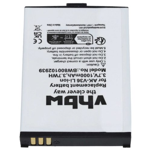 VHBW Senior mobile phone battery for Emporia AK-V37, AK-V35, AK-V35T, AK-V36 - 1000 mAh 3.7 V Li-Ion - Smartphone battery