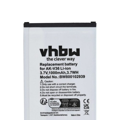 VHBW Senior mobile phone battery for Emporia AK-V37, AK-V35, AK-V35T, AK-V36 - 1000 mAh 3.7 V Li-Ion - Smartphone battery