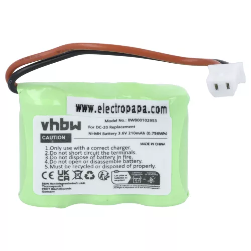 VHBW Dog Trainer Battery Dogtra DC-20 - 210 mAh 3.6 V NiMH