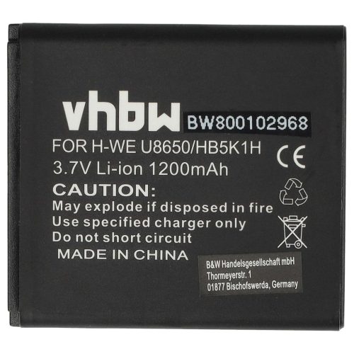 VHBW Mobile Phone Battery for Huawei HB5K1H - 1200 mAh 3.7 V Li-Ion - Smartphone Battery