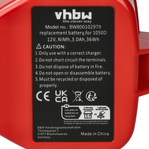 VHBW Electric Power Tool Battery Klauke RA4, RA5, RA3 – 3000 mAh, 12 V, NiMH