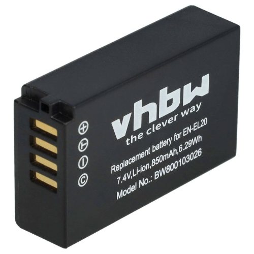 VHBW Akku Nikon EN-EL20a, EN-EL20 - 850mAh, 7,4V, Li-Ion
