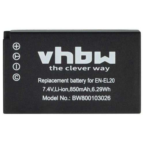 VHBW Akku Nikon EN-EL20a, EN-EL20 - 850mAh, 7,4V, Li-Ion