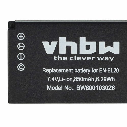VHBW Akku Nikon EN-EL20a, EN-EL20 - 850mAh, 7,4V, Li-Ion