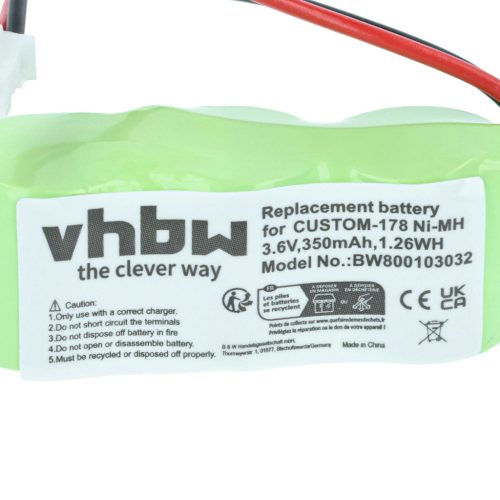 VHBW Weather Station Battery CUSTOM-178, 25AAH3BMX-2 - 350 mAh 3.6 V NiMH