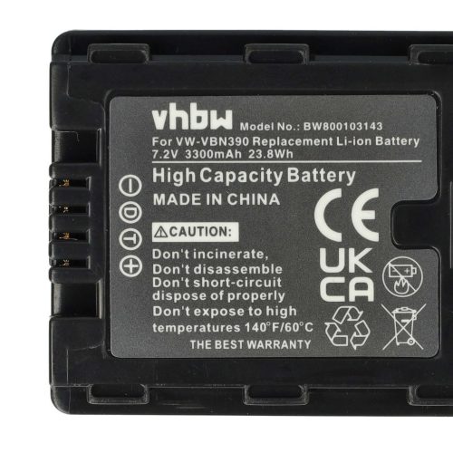 Videokamera Akku für Panasonic VW-VBN260E-K, VW-VBN260E, VW-VBN260 - 3300 mAh 7,2 V Li-Ion