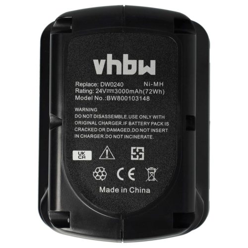 VHBW Electric hand tool battery for DeWalt DC223 - 3000 mAh, 24 V, NiMH