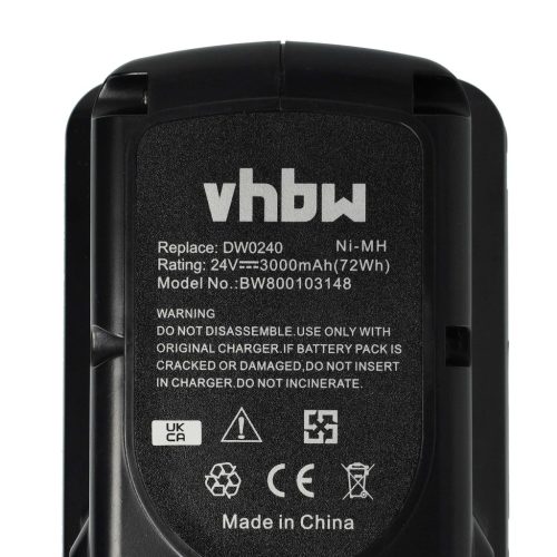 VHBW Electric hand tool battery for DeWalt DC223 - 3000 mAh, 24 V, NiMH